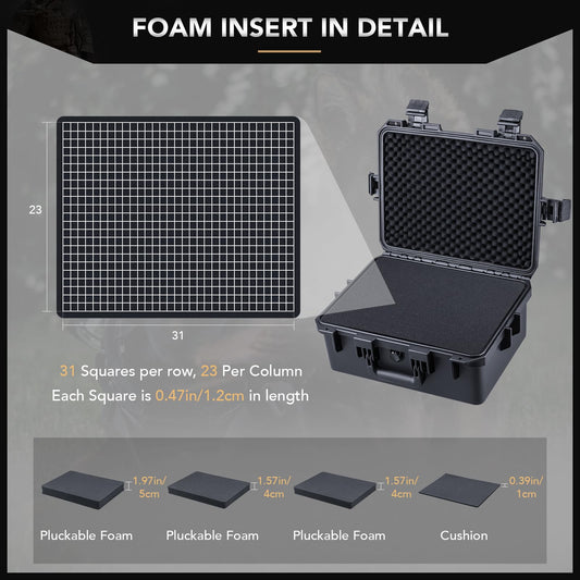 Lykus HC-4021 Wasserdicht Koffer mit anpassbar Rasterschaumstoff, Innengröße 39,5x29,5x18 cm, Geeignet für Elektronik und mehr