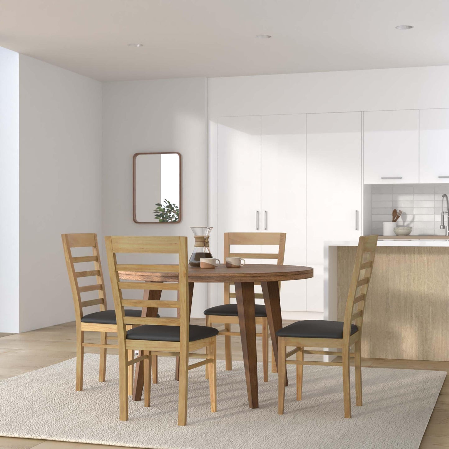 Staboos CH62 Esszimmerstuhle 2er Set Holz Stuhl bis 150 kg - Fertig montiert - Küchenstuhl gepolstert - massiv Holz Buche (Natur - Schwarz)