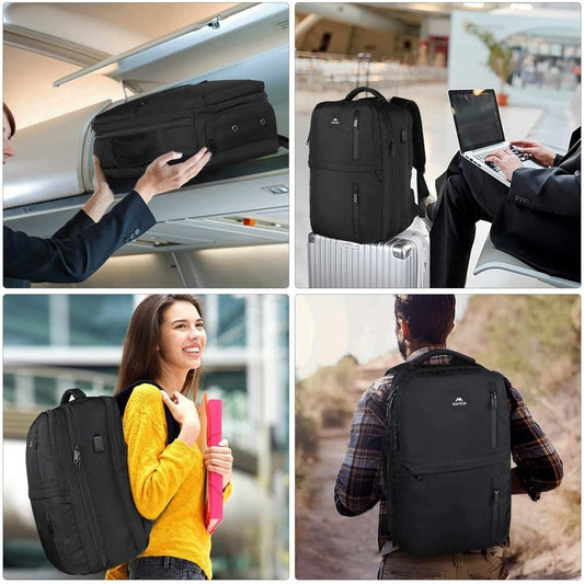 MATEIN Reiserucksack für Easyjet Handgepäck 45x36x20, Handgepäck mit Schuhfach und USB Ladeanschluss 17,3 Zoll Laptop Rucksack Wasserabweisend Herren Damen für Reise Business 30L, Schwarz