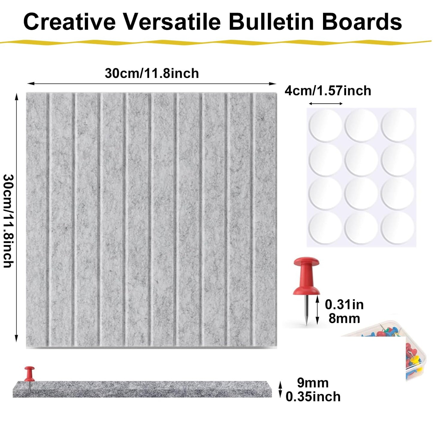Acidea Große Filz Pinnwand Selbstklebend, 120x90cm, 12 Stück Filzboard Memotafeln, 30x30cm Memo Boards Bulletin Board Wanddekoration für Büro Küche, Fotos Memos