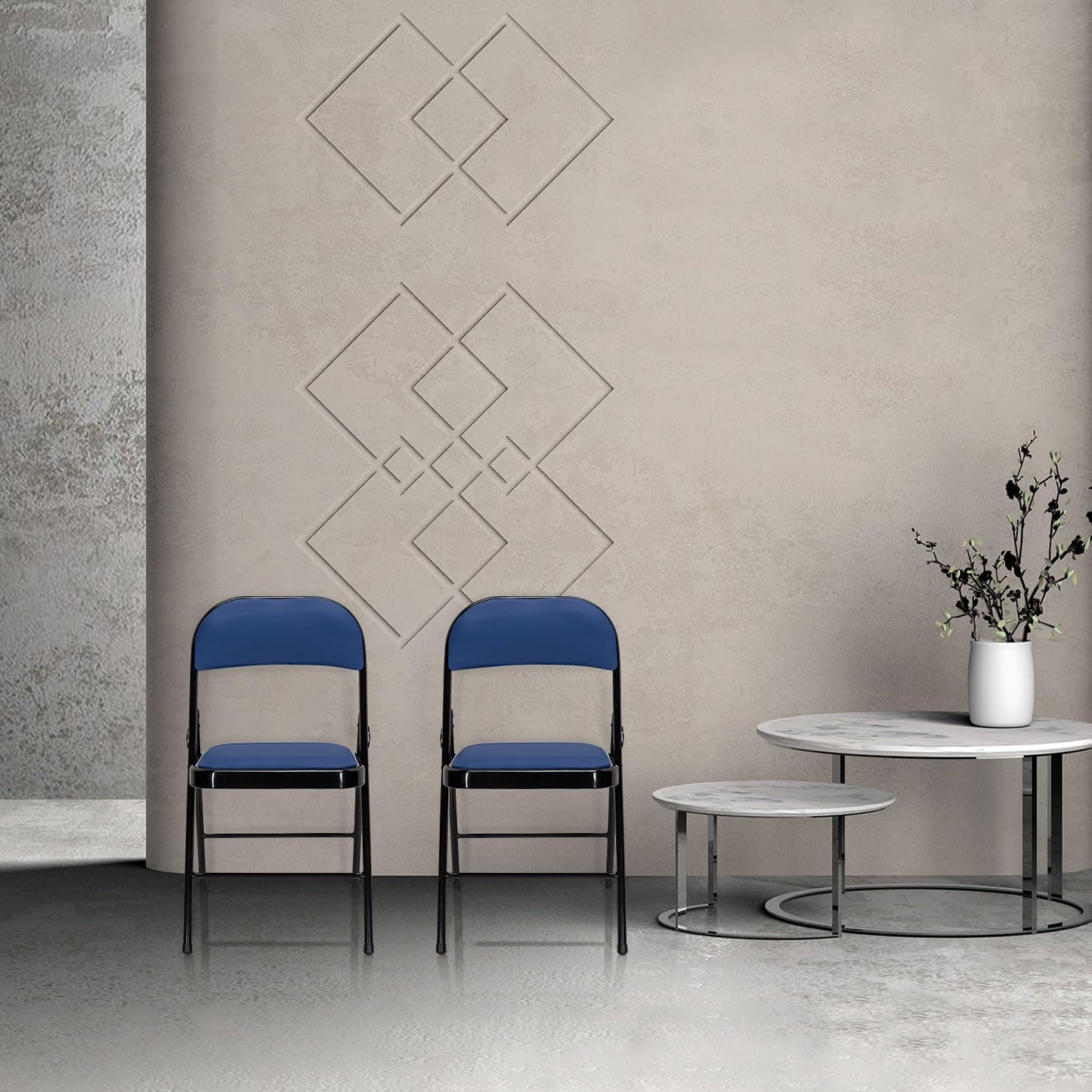 hjh OFFICE TUDELA Klappstuhl Blau – Gepolstert, Kunstleder, bis 130 kg