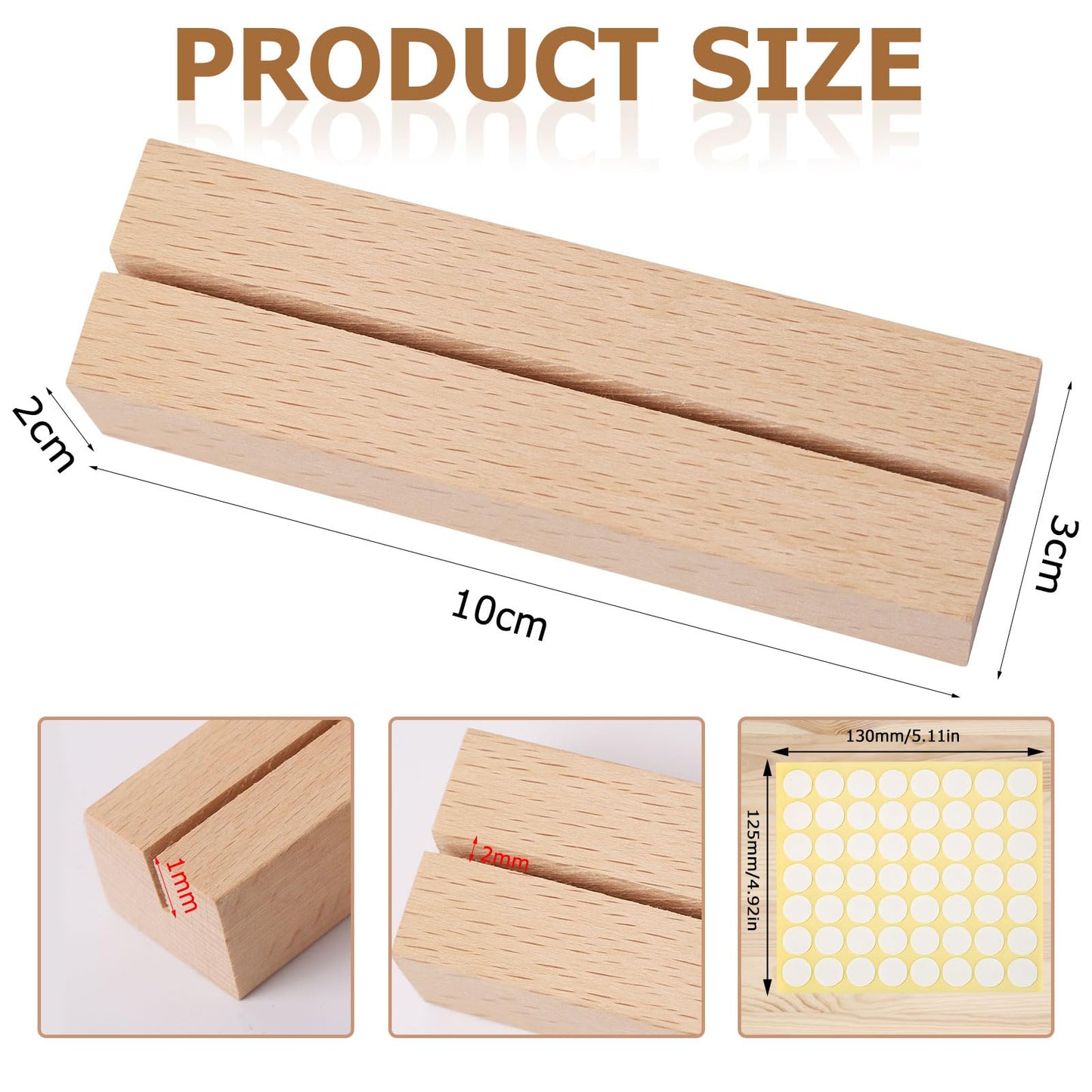 Gucass 20 Stück Kartenhalter Holz, Tischkartenhalter Holz Postkartenhalter Fotohalter Menükartenhalter mit Doppelseitigen Klebstoff, Platzkartenhalter Fotoaufsteller für Hochzeiten Partys Holzständer