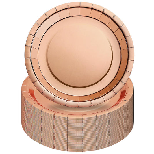 CEILIWEN Metallische Teller in Roségold, Rose Gold Teller Party Dekorationen, 25 Stück 7’’ Rose Gold Teller, Rose Gold Geburtstag Party Geschirr, Rose Gold Party-Zubehör (7''/25 Stück)