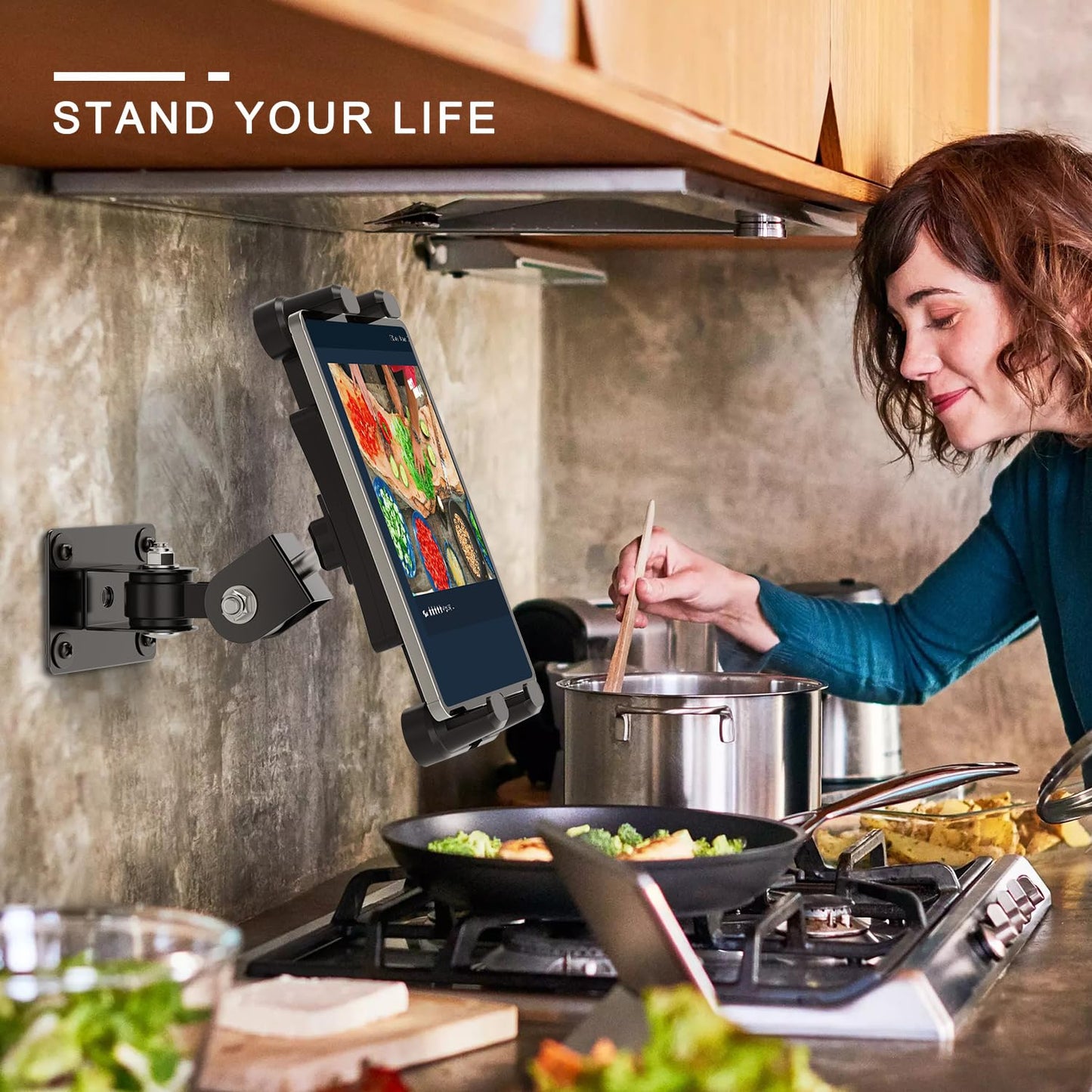 Tablet Wandhalterung,360 Grad Drehbare Tablet Halterungwand,iPad Wandhalterung für Küche,Schlafzimmer,Tablet Halterung für iPad/iPad mini,Samsung Galaxy Tab und Alle mit 4,7-12.9 Zoll Bildschirm