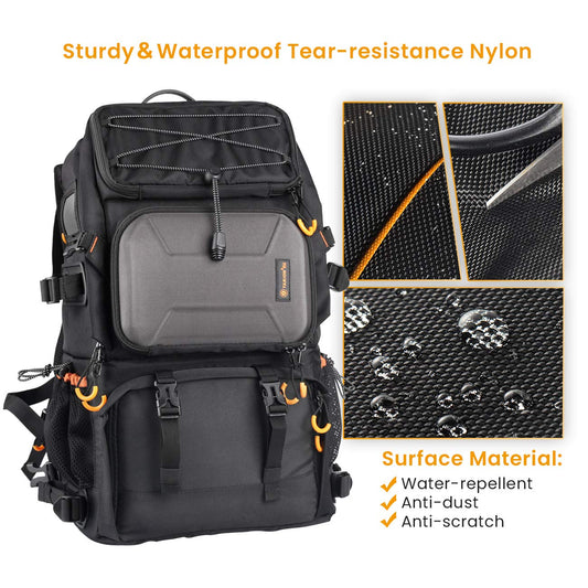 TARION Kamerarucksack Groß Fotorucksack Spiegelreflex: DSLR SLR Kameratasche mit 15,6 Zoll Laptopfach Wasserdicht Regenhülle für Spiegelreflexkameras Digital Objektive Stative 25 Liter PB-01