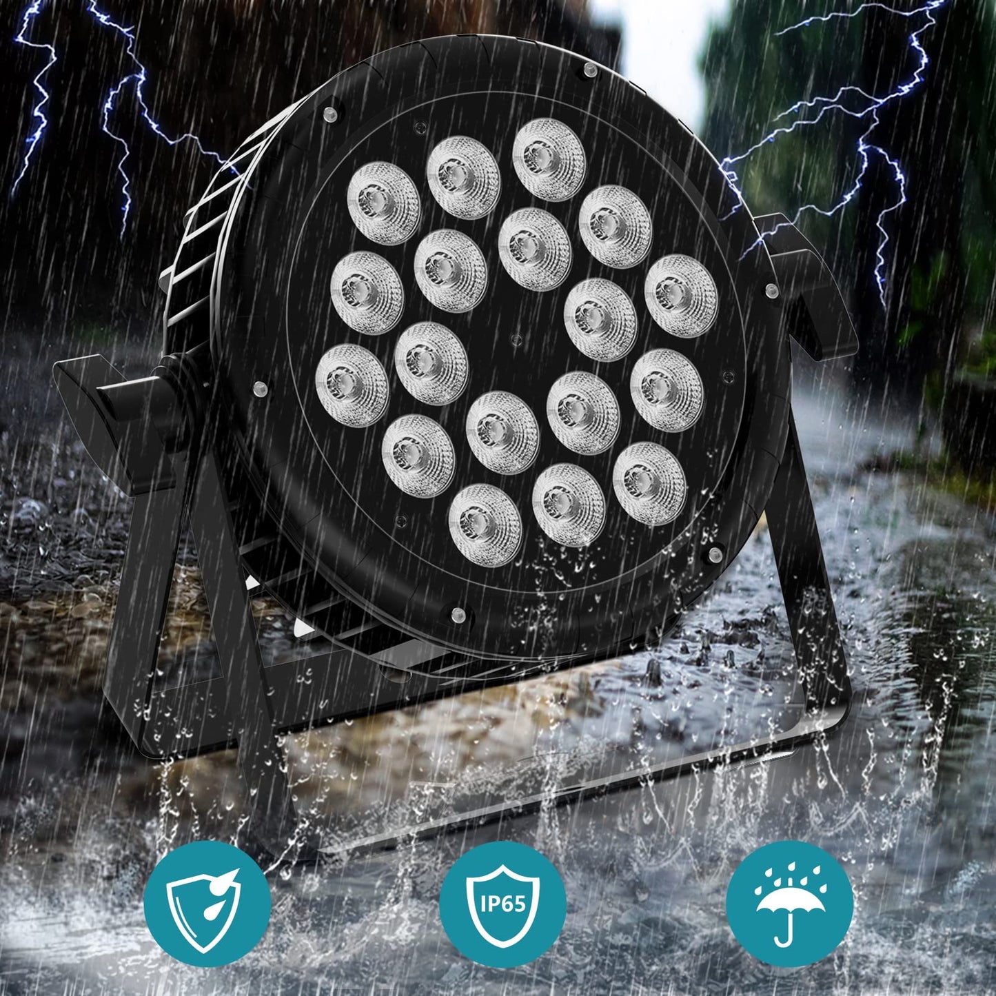 UKing 180W Bühnenlicht Outdoor, RGBW LED Par Strahler IP65 Wasserdicht, 4/8 CH Party Beleuchtung Ideal fürHochzeit Rasen Theater Disco Club