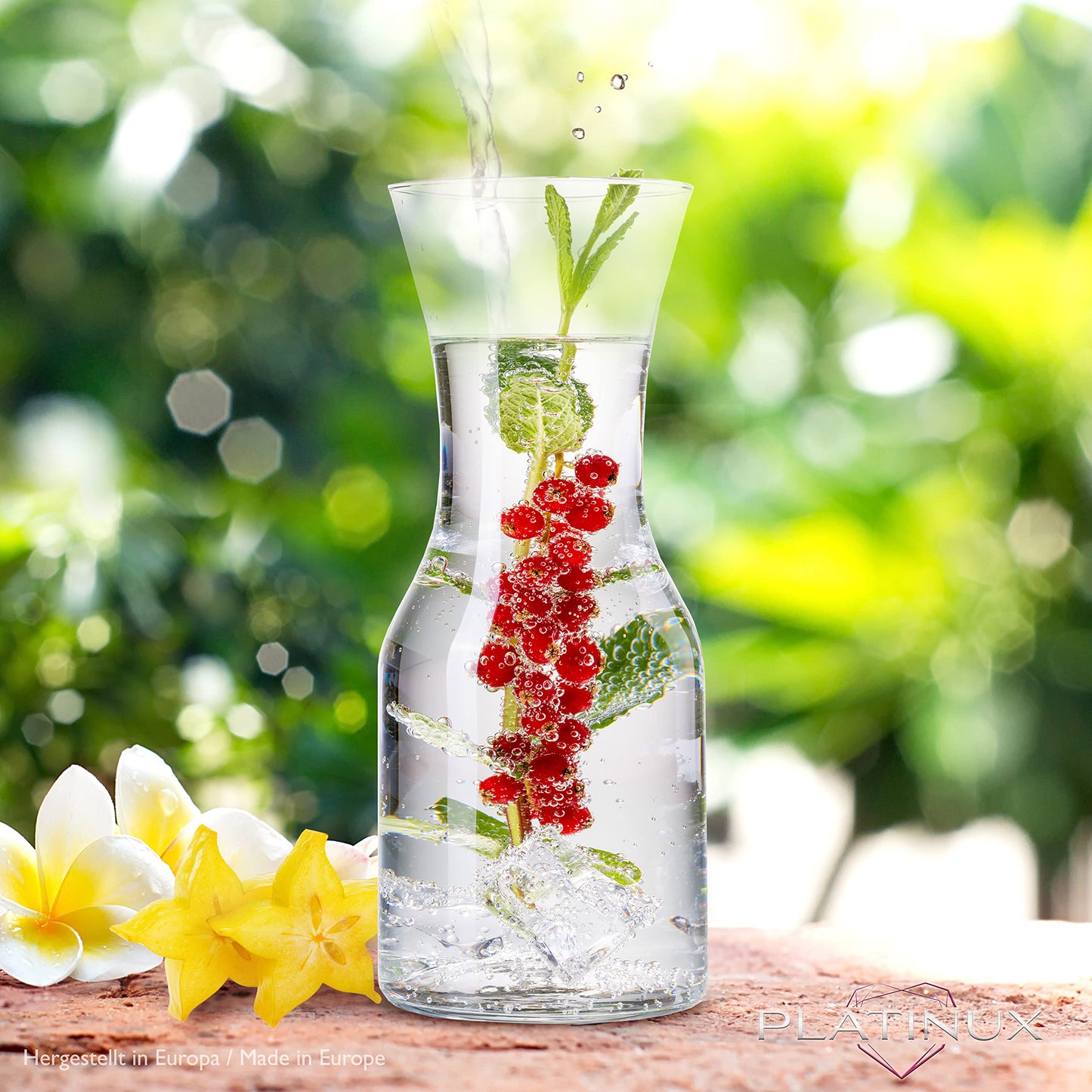 PLATINUX Karaffen 600ml, max. 1,1 Liter aus Glas 2 Stück Wasserkaraffe Wasserkrug Glaskanne Getränkekaraffe Kanne