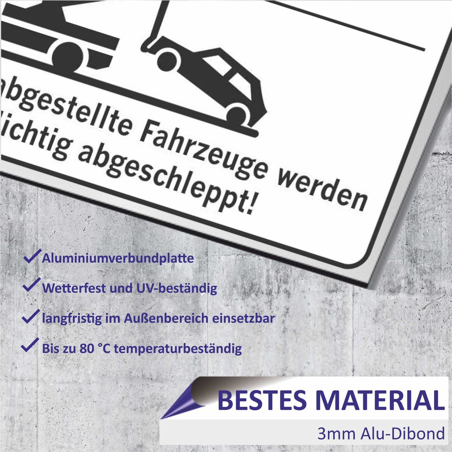 INDIGOS UG - Schilder - WUNSCHTEXT Schild - Alu-Dibond 8 Größen - personalisiert mit Foto und Text - Logo - für Garage, Hotel, Parkplatz, Schule, Carport, Firma