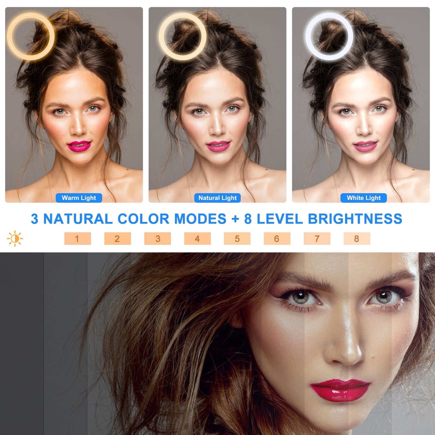 MICCYE Ringlicht mit Stativ 10 Zoll RGB Ring Light Gesamthöhe 180cm Ringleuchte Selfie Ringlicht Handy für Video Makeup Fotografie