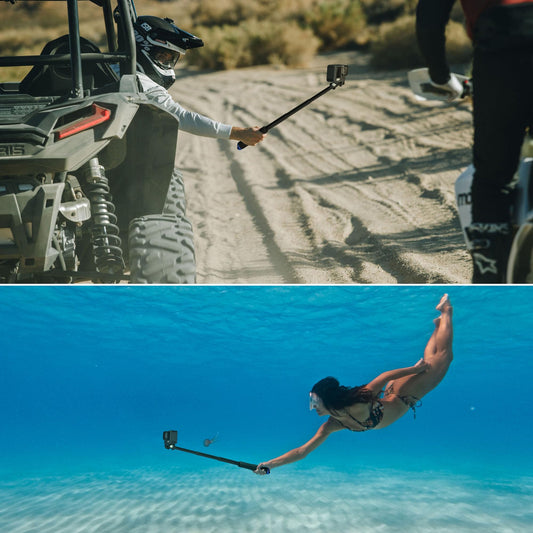 Vkesen Ausziehbares-Selfie-Stick für GoPro, 94CM Wasserdichter-Einbeinstativ-Pole für Action Cam, Teleskopstange für GoPro Hero 13/12/11/10/9/8/7/Max, DJI Osmo Action 5 Pro/4/3 Action-Kameras