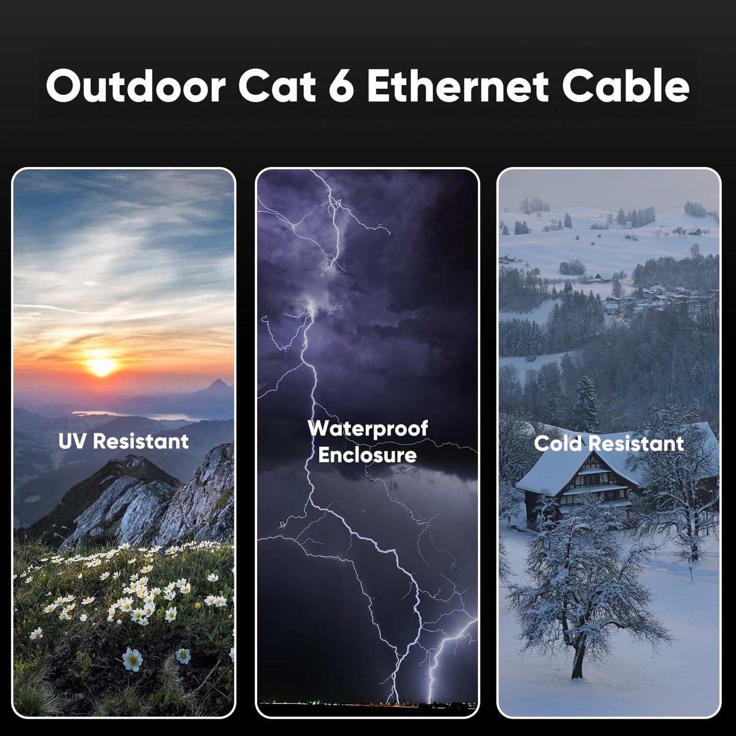 VOIETOLT Outdoor Cat 6 LAN Kabel 30meter, Außen Wasserdicht Direct Burial LLDPE UV Mantel - 24AWG 10Gbps Hochgeschwindigkeits Gigabit Ethernet Netzwerkkabel - CCA, UTP mit 20 Kabelbindern