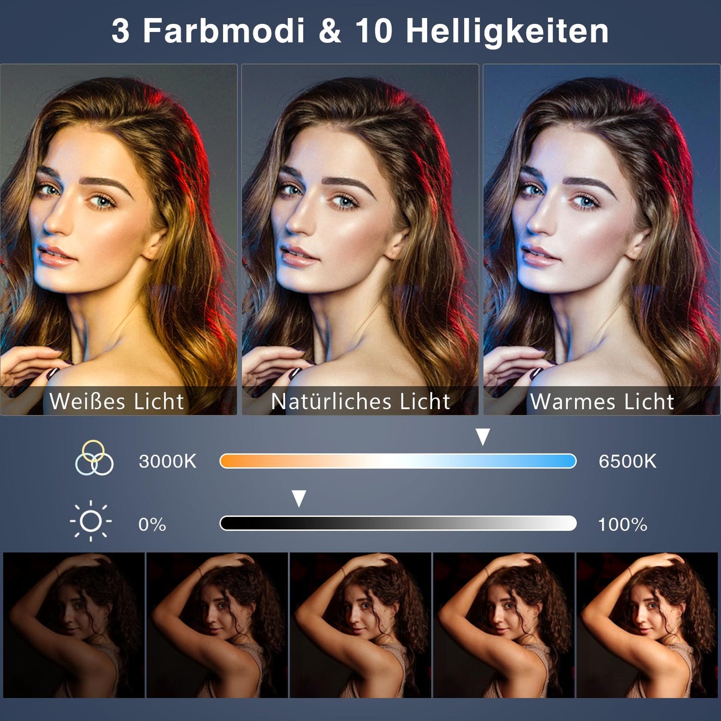 Ringlicht mit Stativ,Ring Light Tisch Selfie Licht Ringleuchte Lichtring,10.5 Zoll 3 Lichtfarben 10 Helligkeiten LED Ring Licht Handy stativ mit licht für Makeup/YouTube/Fotografie/TikTok