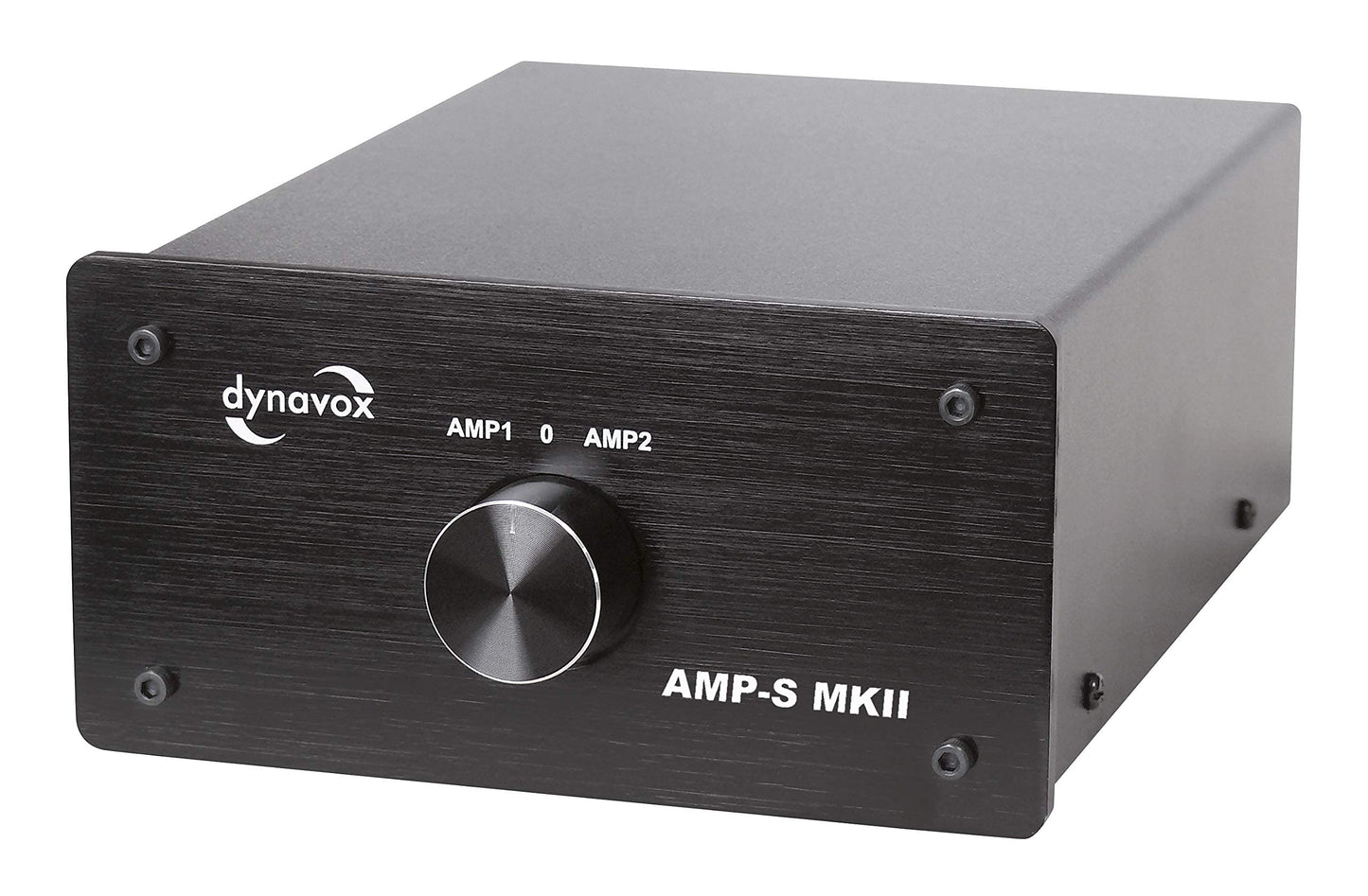 Dynavox AMP-S MKII, Verstärker- und Boxen-Umschalter in Metallgehäuse, für Stereo- und Surround-Verstärker, Verbindung über Bananenstecker oder Klemmanschluss, Schwarz