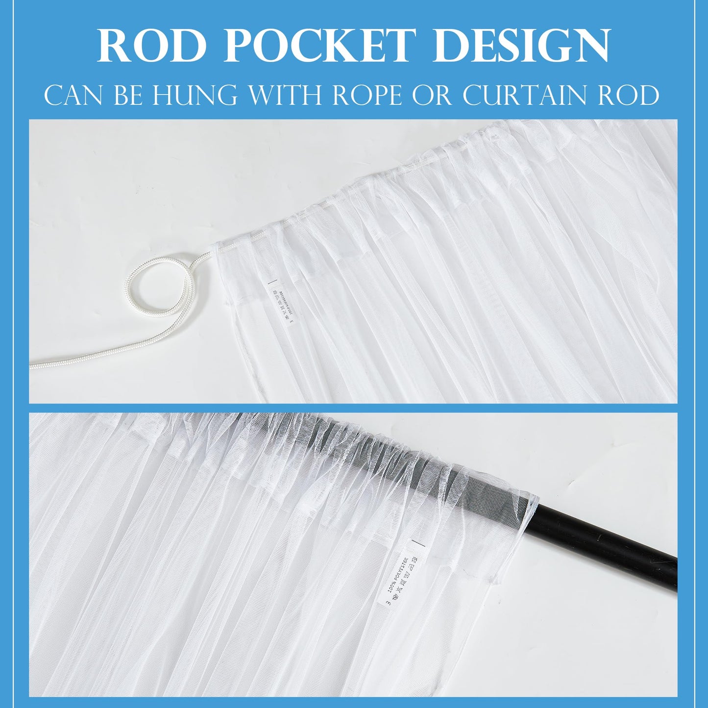 PONY DANCE Moskitonetz Outdoor Vorhang mit Stangedurchzug DIY Verstellbare Outdoorvorhänge für Terrasse/Pavillon Weiße Gardinen Wasserdicht 2er Set H 213 x B 150 cm