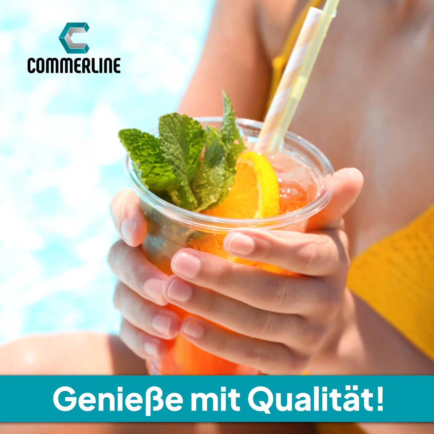 Commerline 100 Stück Plastikbecher 0,3L Trinkbecher, Plastik Transparent Becher, Partybecher, Kunststoffbecher, Wasserbecher Ausschankbecher