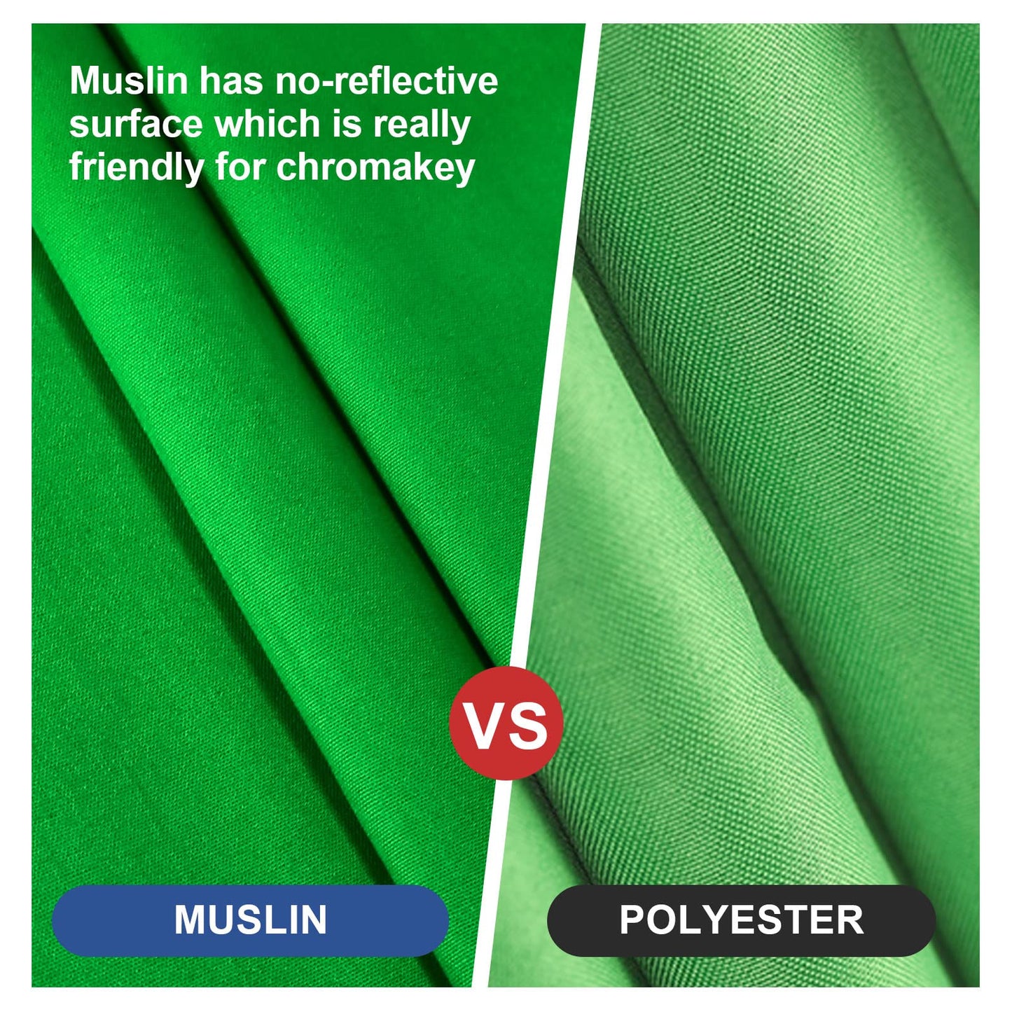 EMART Green Screen 1,8 x 2,8m Fotostudio Hintergrund Faltbare Greenscreen Stoff 100% Reiner Musselin Grüne Tuch mit 4 Clips für Produkt Porträt Video Fotografie