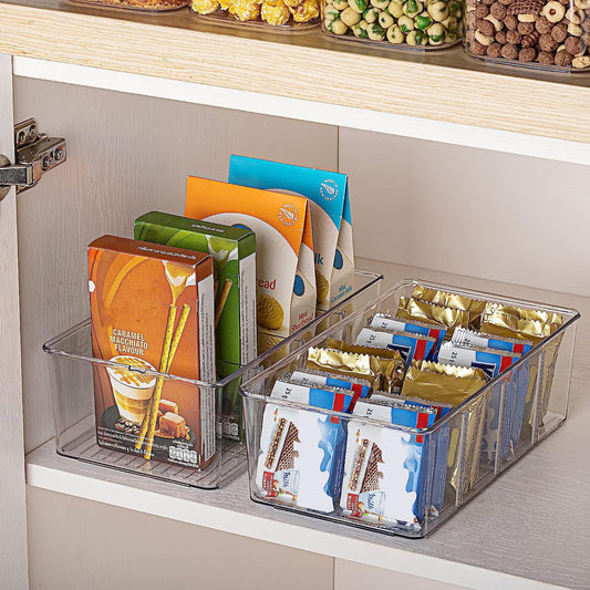 Vtopmart 4er Kühlschrank Organizer mit 4 Fächern, BPA-Freie Küche Stapelbarer Lebensmittel aufbewahrungsbox für Teebeutel,Snacks,Gewürze