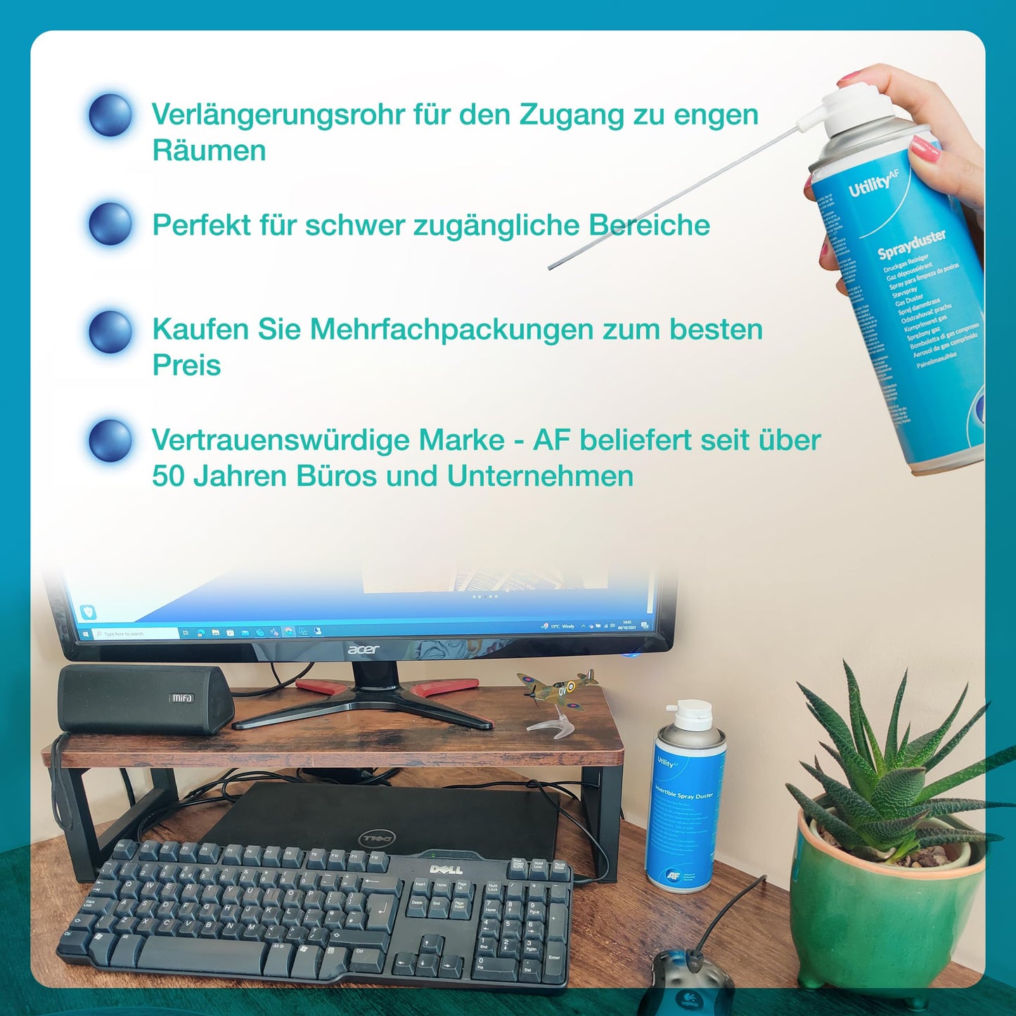 AF Utility Druckluftspray/Druckluftreiniger - Reinigungssprühdose - druckluftspray dose/Druckluft aus der Dose (Air Duster) – PC und Tastatur Reiniger – 2 x 400 ml Packung