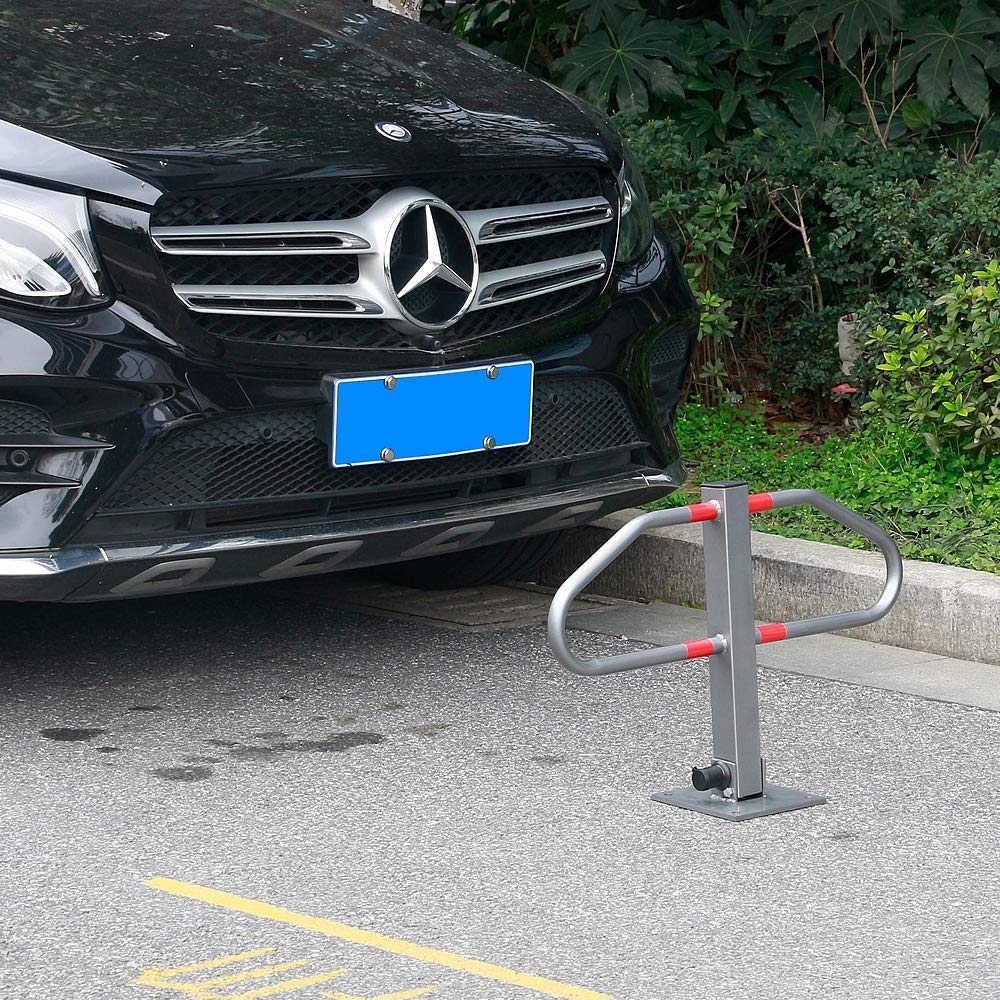 Melko Parkplatzbügel klappbar mit 3 Schlüssel Parkpfosten Parkplatzsperre Sperrpfosten Poller Parkplatzblockierer
