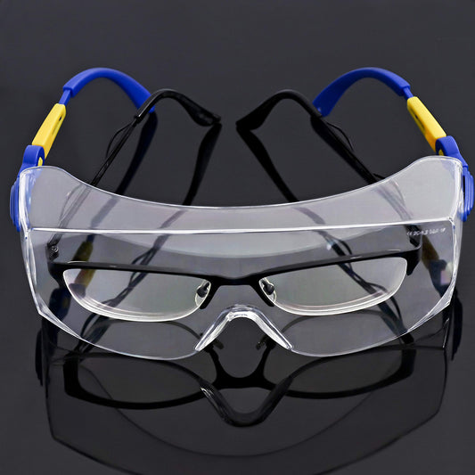 S&R Schutzbrille Set: Schlagfeste Sicherheits- und Arbeitsbrille mit UV-Schutz – Transparente Vollsicht-Überbrille aus Polycarbonat für optimalen Augenschutz
