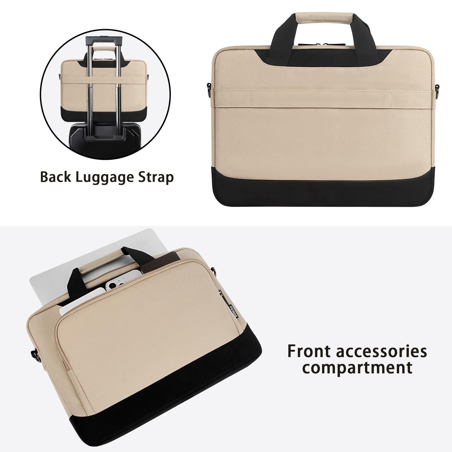 DOMISO 17-17.3 Zoll Laptop Schutzhülle Geschäfts Aktentasche Laptop Umhängetasche Kompatibel mit 17" Laptops/17.3" HP Pavilion 17/MSI GS73VR Stealth Pro/Dell Inspiron 17/Acer/ASUS,Beige