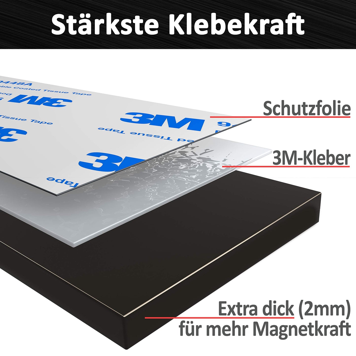 REORDA® Magnetband selbstklebend stark - Magnetstreifen selbstklebend mit starkem 3M Kleber - Magnetklebeband mit optimierter Magnetkraft - Magnet Klebeband