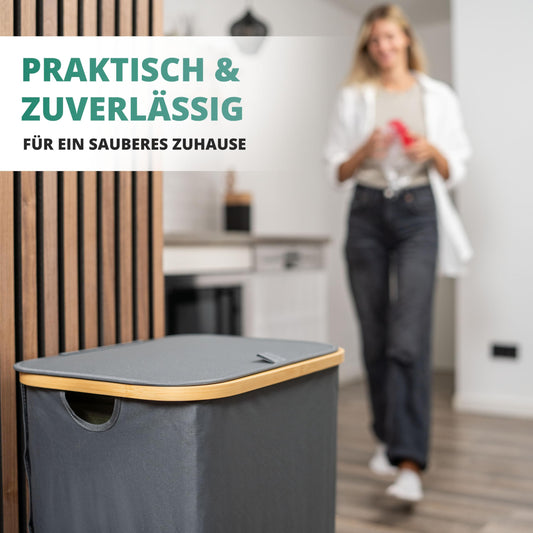 HOMELYN Gelber Sack Ständer 80L I Stabiler Müllsackständer I Leichte Entnahme durch Tür auf der Rückseite I Extra für gelbe Säcke I Gelber Sack Mülleimer I Behälter gelbe Säcke für Küche & Haushalt