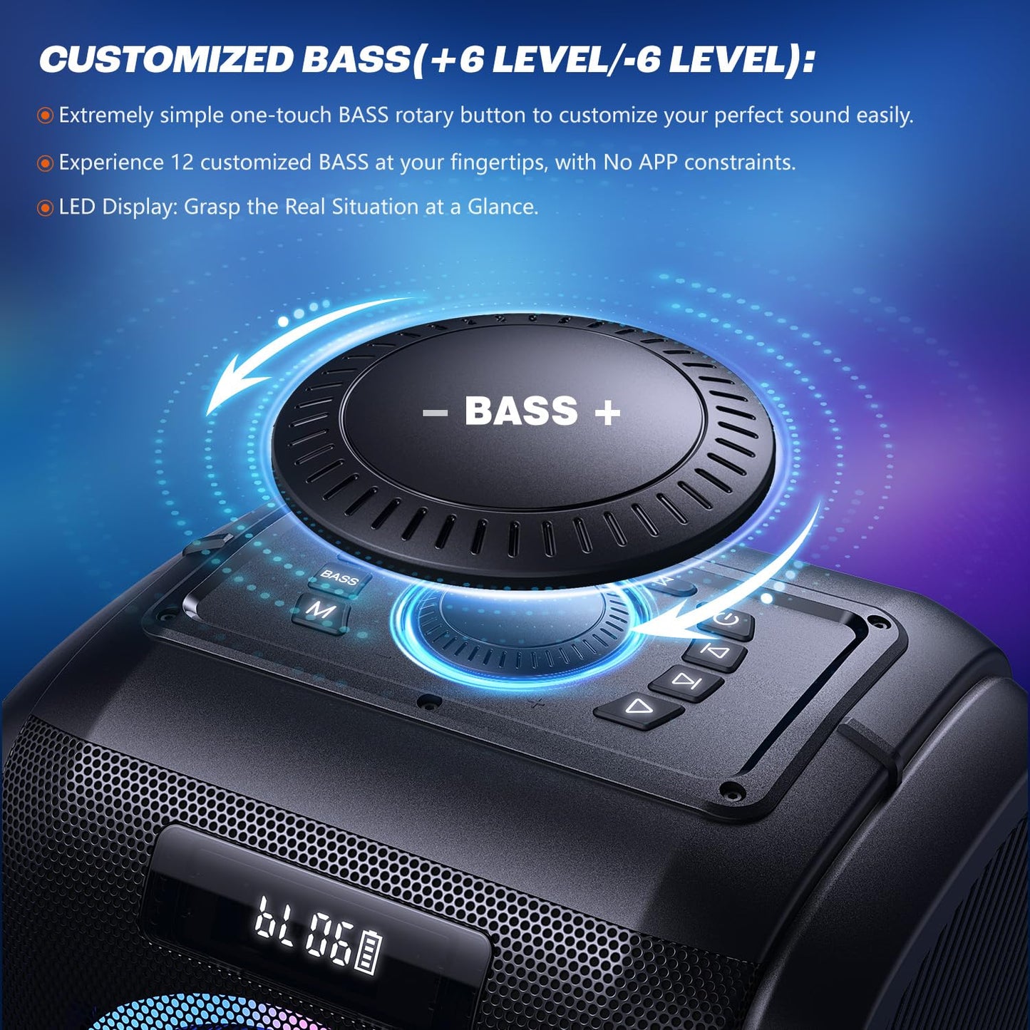 W-KING 250W PEAK Bluetooth Lautsprecher Box Groß Musikbox Lautsprecher Party Boom Box, 12 Custom-Bässe/2*16,5 CM-Woofers-Super Bass, Lautesten/Riesig 120 dB/MIC>R IN/USB/TF/AUX, Herausnehmbarer Akku