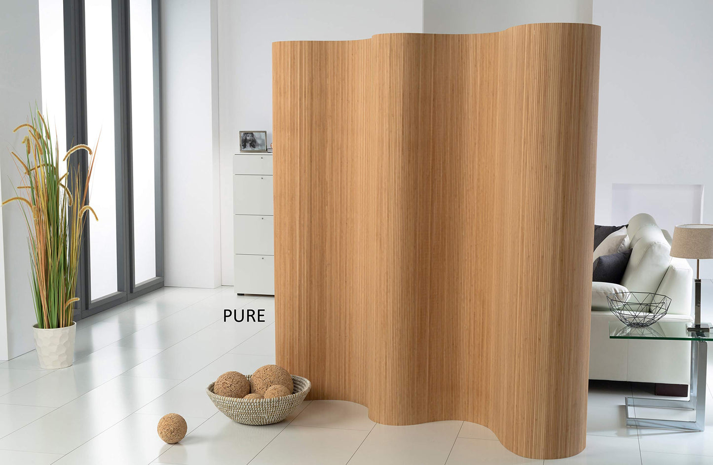 DE-COmmerce Doppelseitiger Bambus Paravent (BxH) 244 cm (Variable Stellbreite) x 185 cm Raumteiler Trennwand Faltwand Shoji Sichtschutz Farbe: Pure