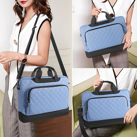 DOMISO 17 Zoll Laptop Tasche 17,3 Zoll Laptop Aktenkoffer wasserdicht 17 Zoll Laptop Tasche für Männer Frauen Business Büromaschine Arbeit Computertasche 17 Zoll einstellbar Messenger Bag, Blau