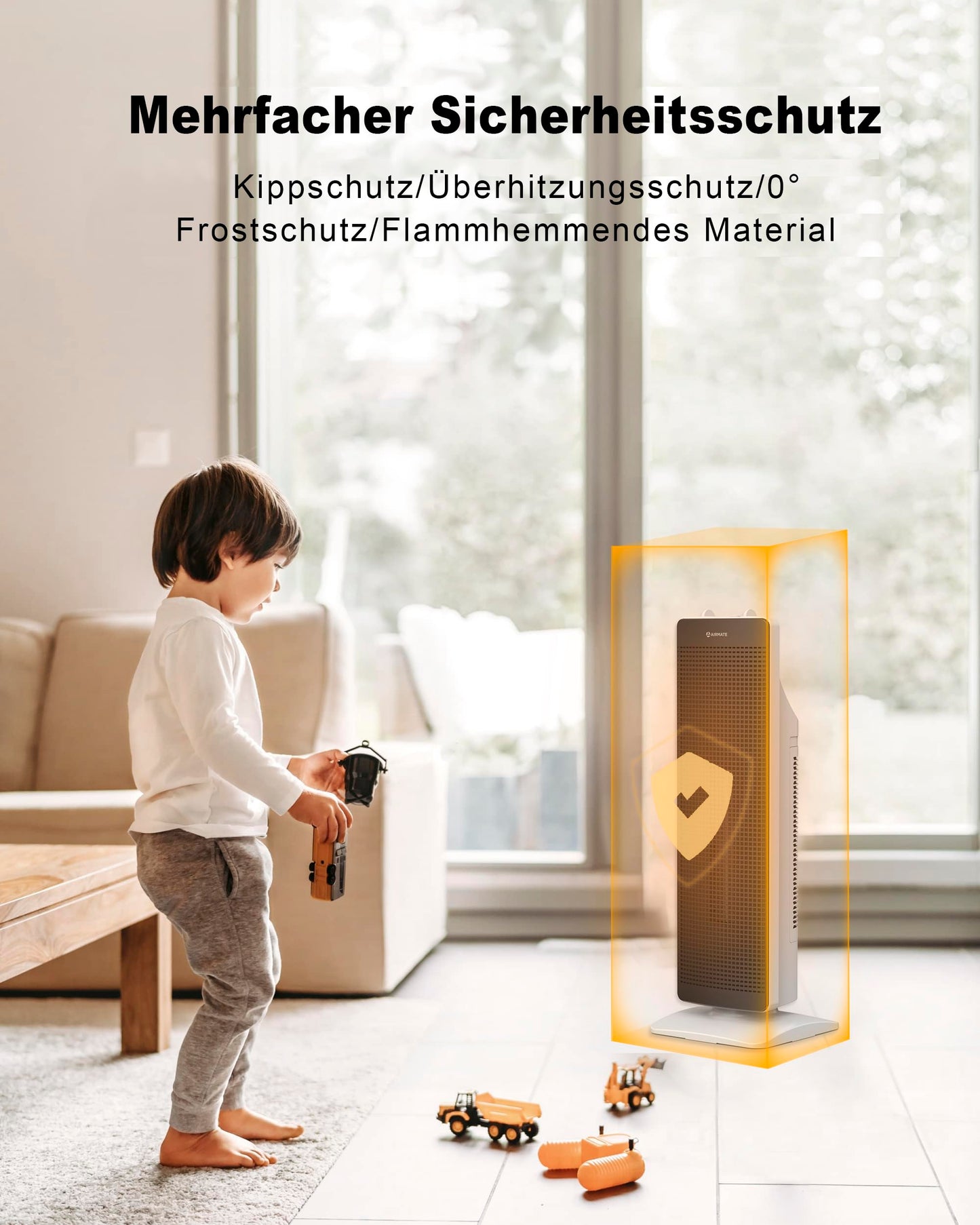 AIRMATE Heizlüfter Energiesparend GroBe Raume,2000W Elektro Heizlüfter,65cm Hoch 0szilierende PTC Keramik Heizlüfter,3 Modus Heizlüfter Leise,Electric Heater Überhitzungs UndKippschutz