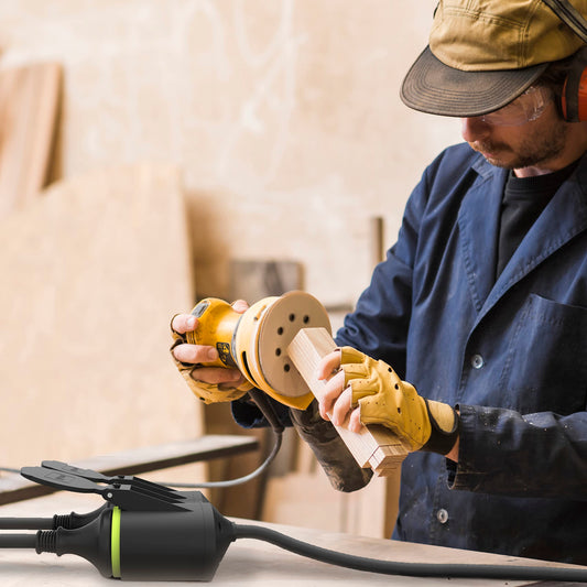 MutecPower 20m Verlängerungskabel mit 2 schuko steckdosen für den aussenbereich IP44 H05RR-F3G 1,5mm² doppel-verlängerung mit 2 schutzkontakt buchsen 2-Fach Outdoor verteiler 20 Meter schwarz/grün