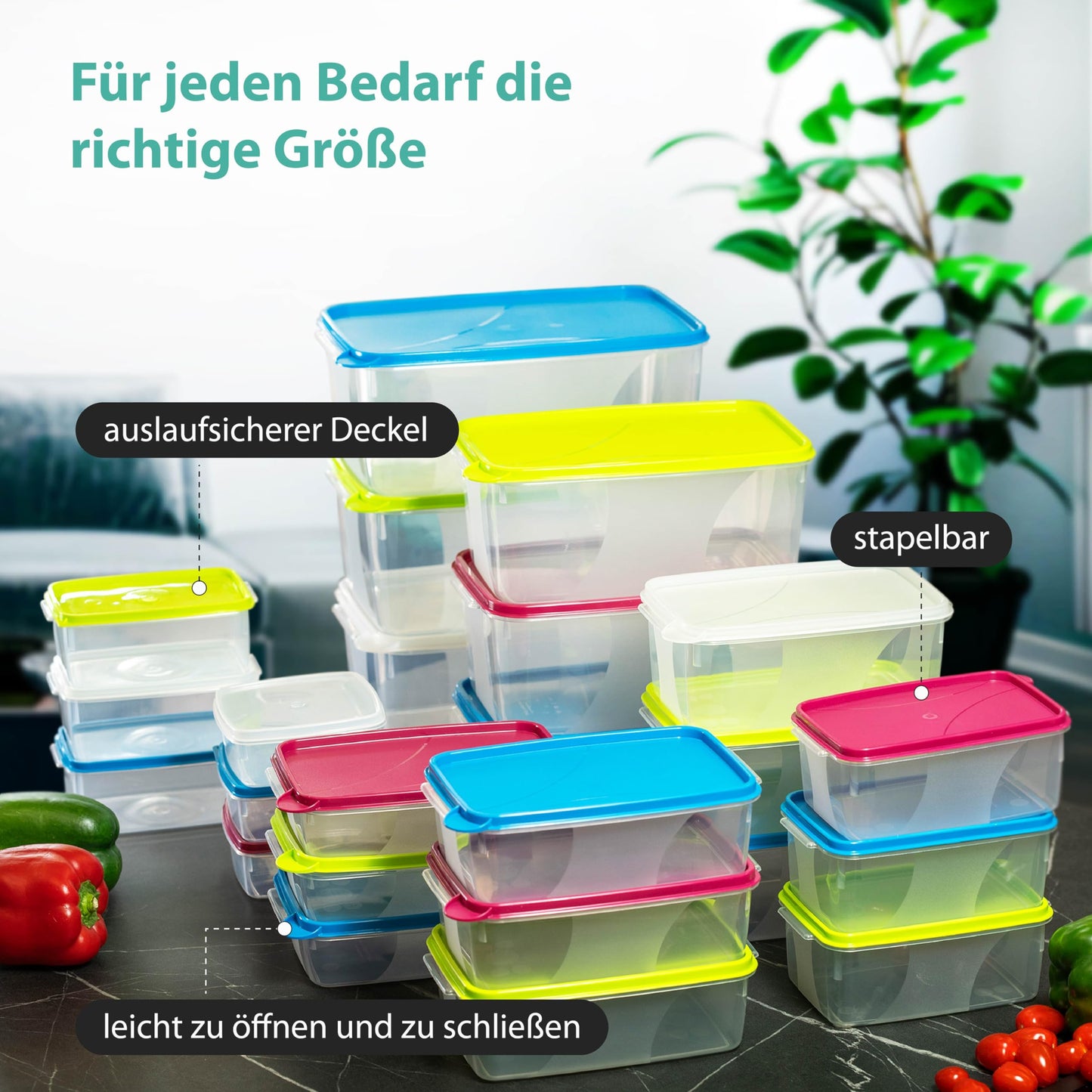 MiraHome Gefrierdosen 12x0,3L rechteckig blau – Vorratsdosen mit Deckel luftdicht – Transparente Frischhaltedosen mit Deckel – Aufbewahrungsbox Küche für Mealprep & Organisation – Austrian Quality