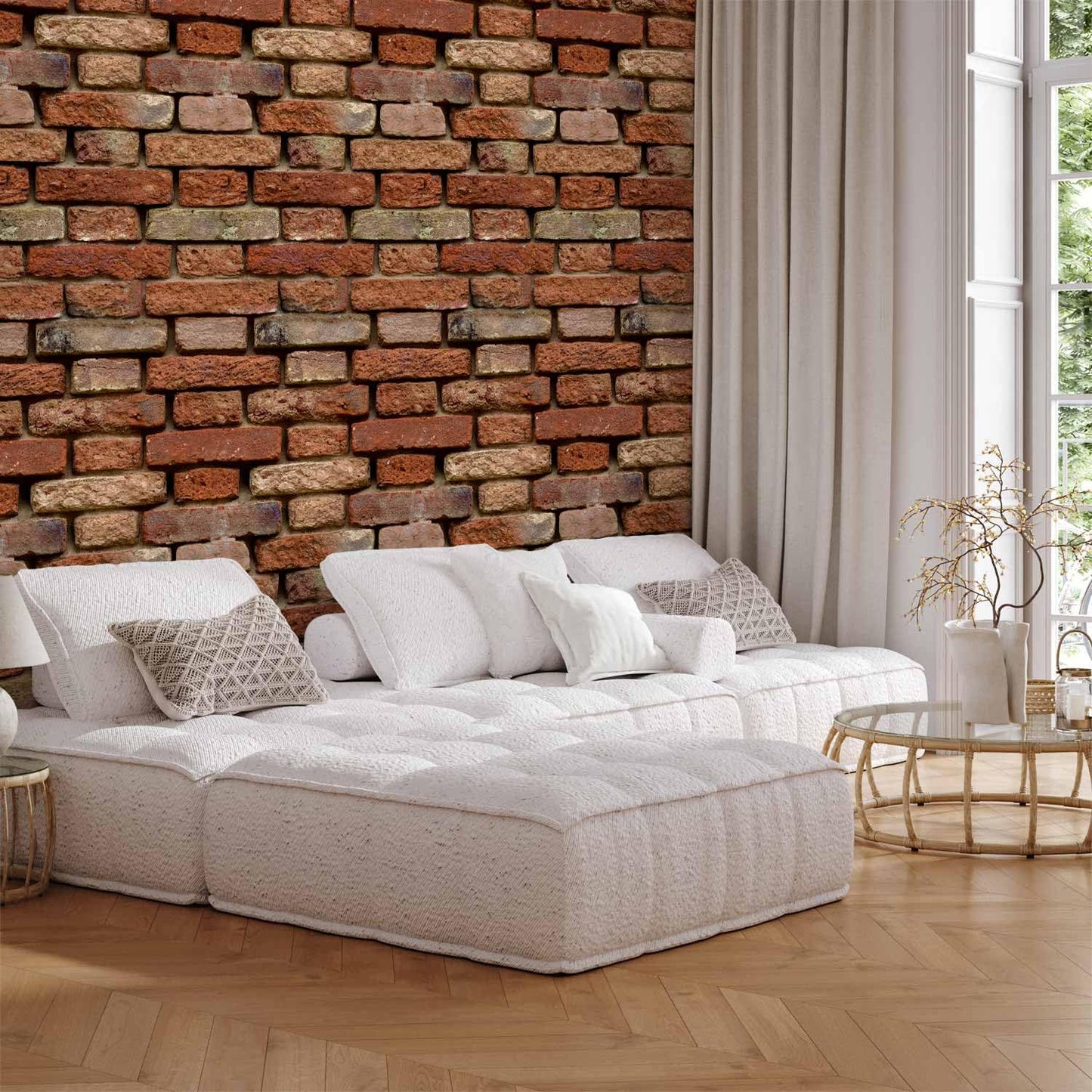 murando - Tapete selbstklebend 10m Wandtattoo dekorative Möbelfolie Dekorfolie Fotofolie Panel Wandaufkleber Wandposter Wandsticker - Mauer Ziegel f-A-0187-j-b