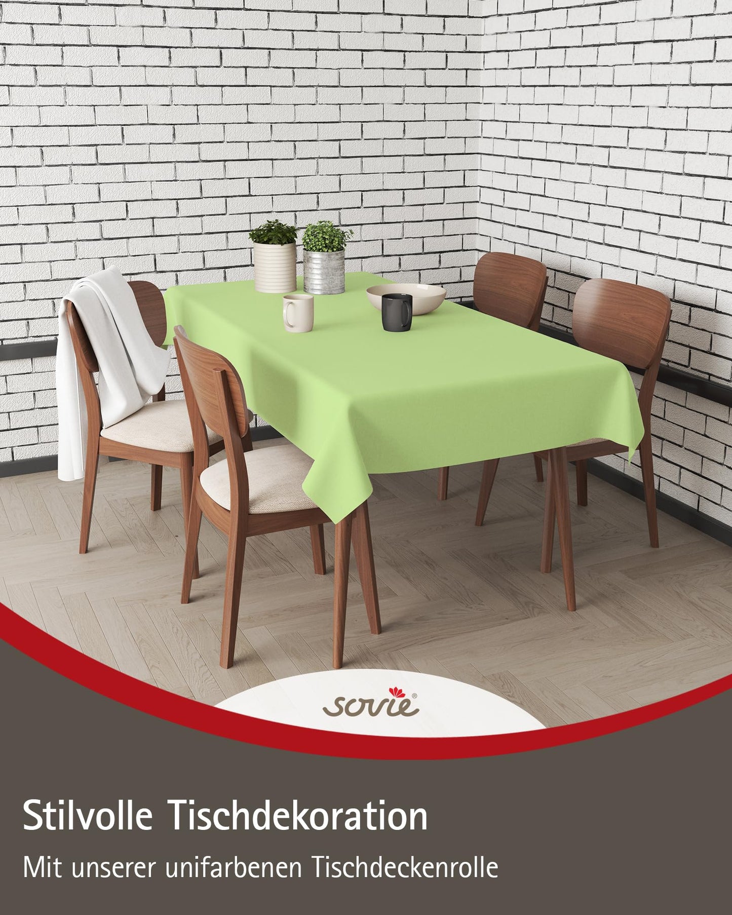 Sovie HORECA Linclass Airlaid Tischdeckenrolle Apfelgrün - Tischdecke 120cm x 25m - Einfarbige Papiertischdecke Rolle - Ideal für Party & Hochzeit