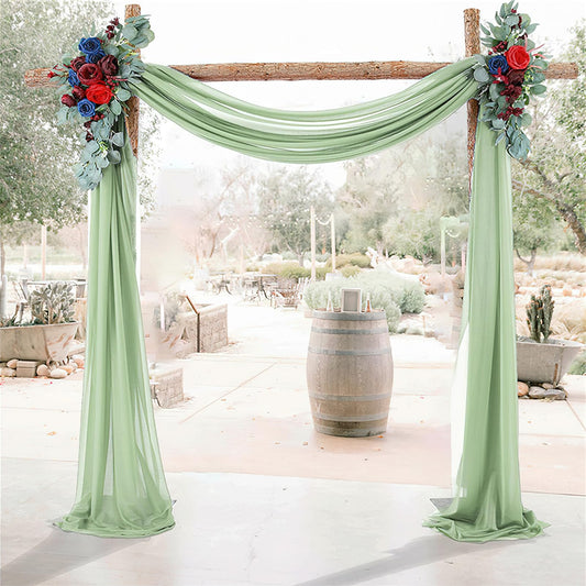 auons Hochzeit Bogen Sheer Vorhänge Hintergrund, 600x75cm Voile Vorhang Chiffon Drapierung, Tüllstoff Vorhänge Arbor Draperie für Hochzeitszeremonie Empfang Party Deckendekor, Salbei Grün, 2 Panels