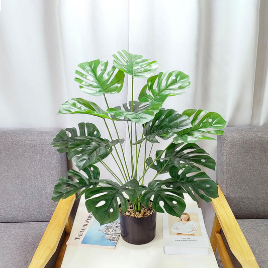 Vmhkjo Monstera Kunstpflanze Groß,75cm Hoch 18 Zweige Kunstpflanze Splitphilo im Topf Künstliche Pflanzen Tropical Hawaii Grün Fake Plant für Schlafzimmer Büro Garten Hochzeit Party Deco