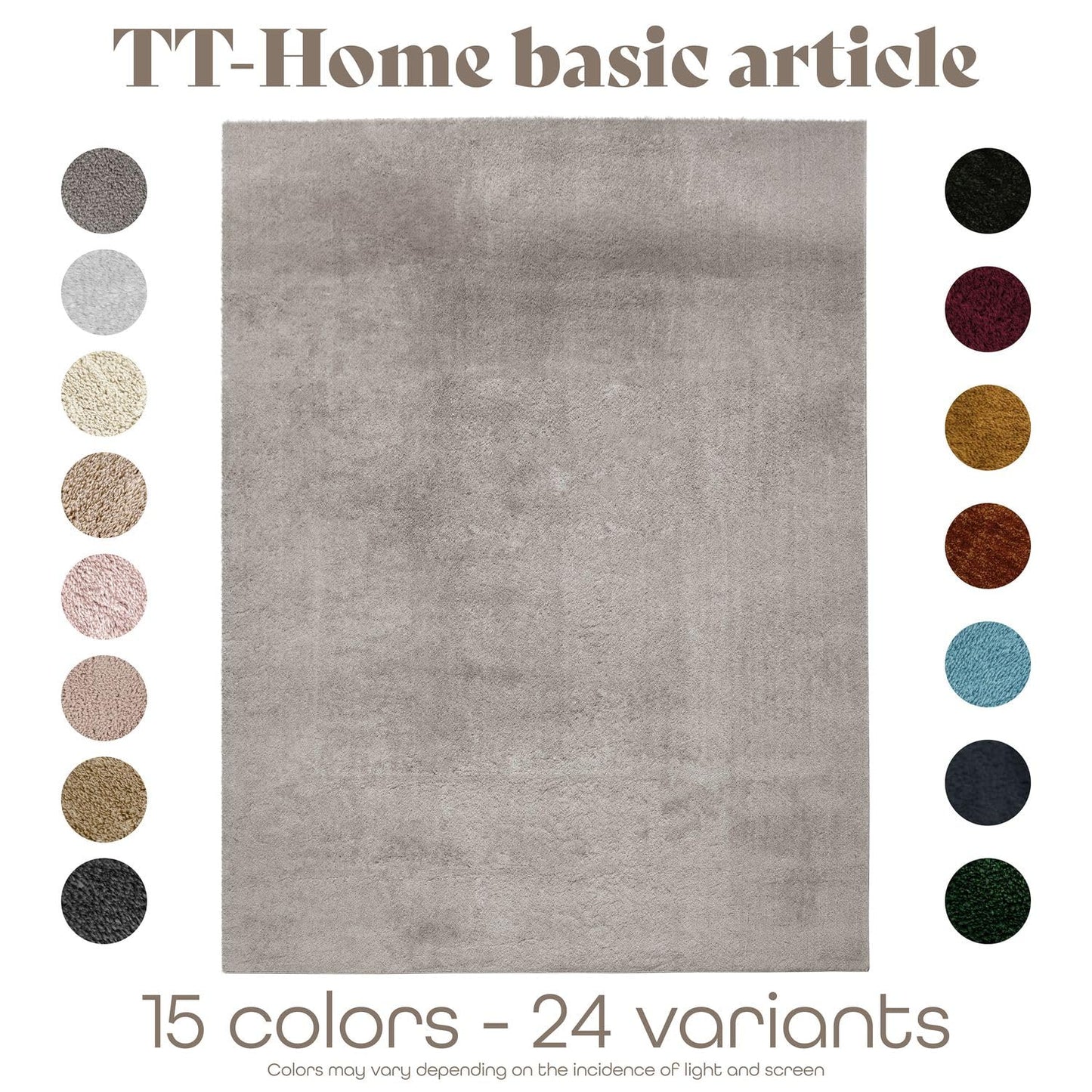 TT Home Teppich Wohnzimmer Kurzflor Anti-Rutsch Rückseite Einfarbiges Design Waschbar, Farbe: Grau, Größe:140x200 cm
