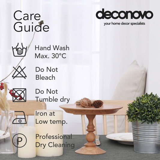 Deconovo Tischdecke Wasserabweisend Tischwäsche Lotuseffekt Tischtuch Leinenoptik, 130x220 cm, Grau, 1 Stück