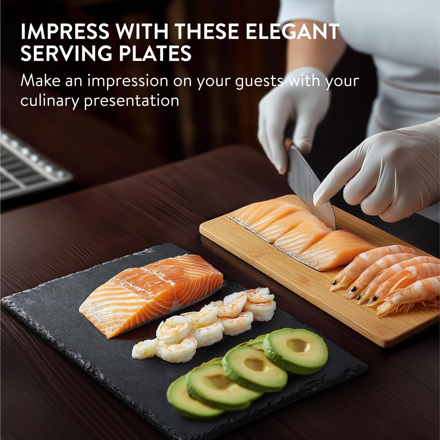 Navaris Schiefer Teller Platzset 8-teilig inkl. Kreide - 30x20cm Schieferplatten 8x Servierplatte - Servierteller Schieferplatte Sushi Geschirr eckig