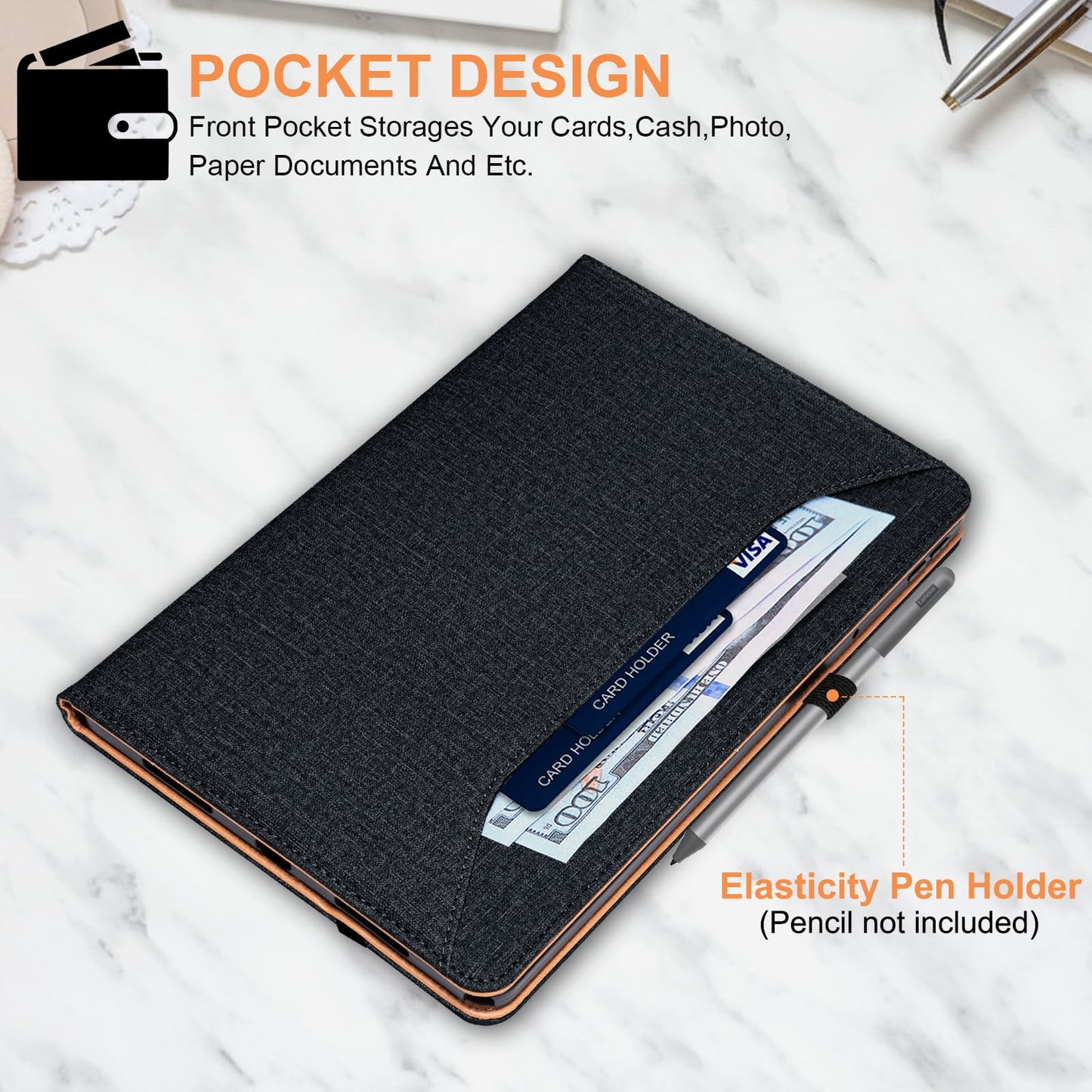 Vakarey Hülle für Lenovo Tab M11,für Lenovo Tab M11 Hülle Mit Stifthalter 11 Zoll TB330FU,Schwarz