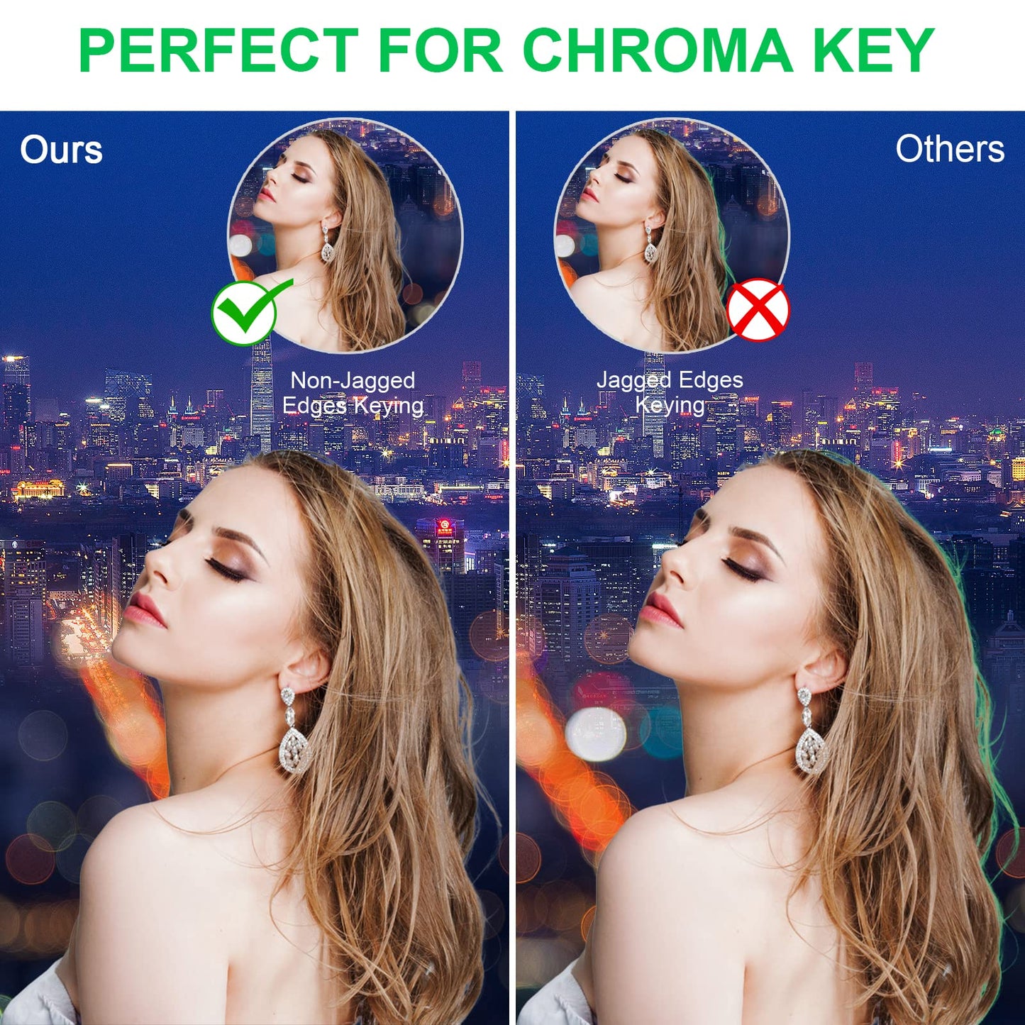 Greenscreen, 3x3m/9.8ftx9.8ft Green Screen mit 4 Leimzwinge für Fotografie, Orthland Fotohintergrund Faltbarer für Fotostudio, Video, Modefotografie, Hochzeiten, Partys und Geburtstage