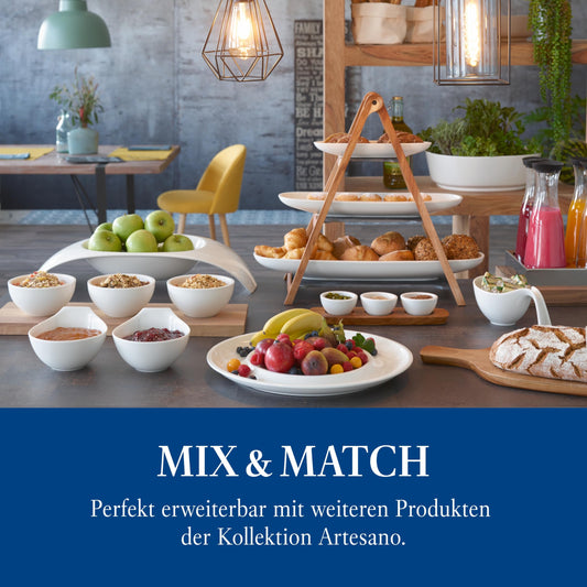 Villeroy & Boch – Artesano Original Etagere, 4-Teilig, 3-Stöckige Etagere Aus Porzellan Und Holz, Geeignet Für Obst, Premium Porzellan/Naturschiefer/Holz