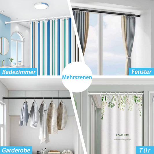 Aiitomg 1Stück Gardinenstange Ohne Bohren Duschstange Ausziehbare Kleiderstange für Fenster, Kleiderschrank, Badezimmer 62-85CM Weiß(Durchmesser 25mm)