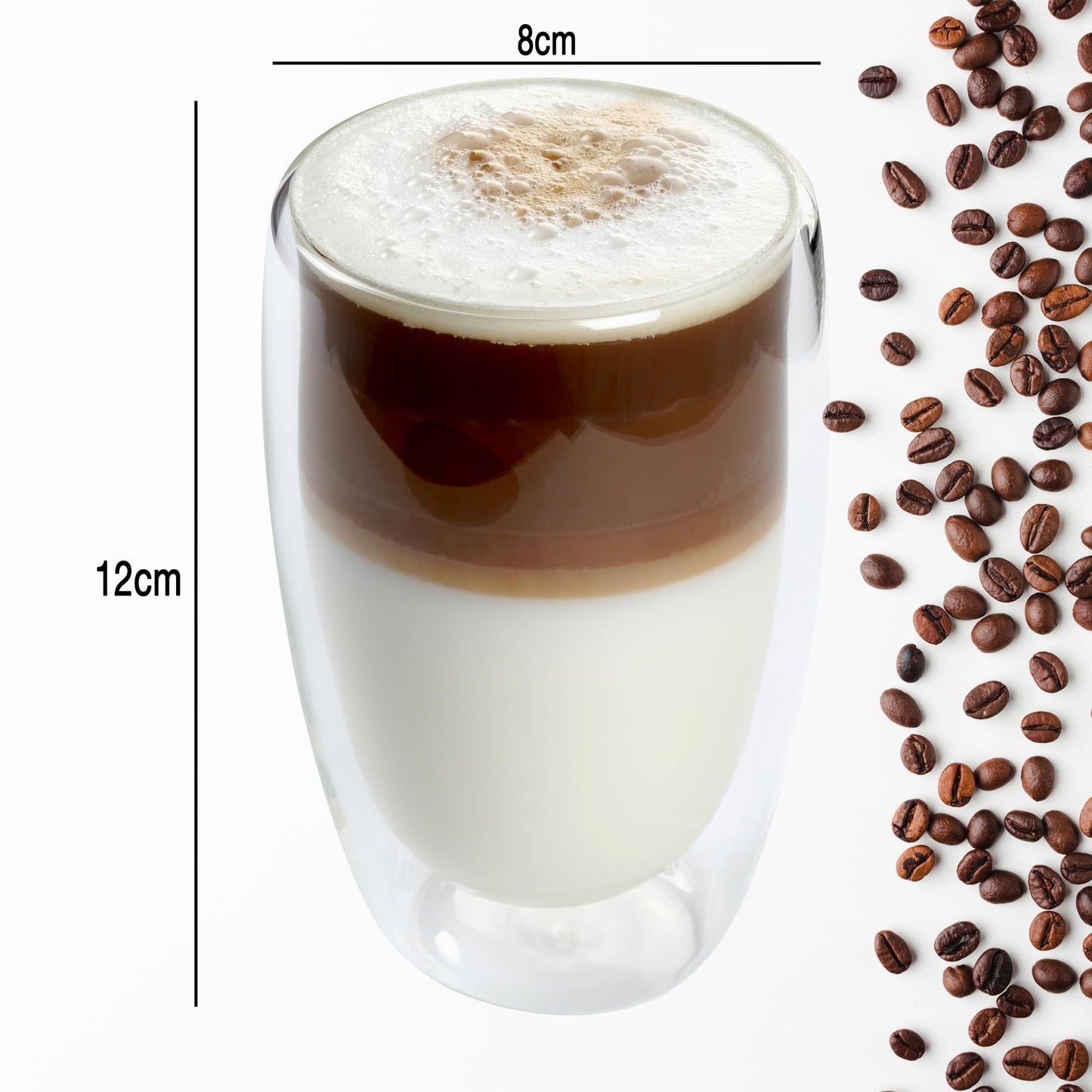 NORDIC SCHILLER Doppelwandige Kaffeegläser, Latte Macchiato Gläser Doppelwandig, 2x 450ml Ideal als Thermogläser Doppelwandig für Cappuccino, Kaffegläser, Teegläser