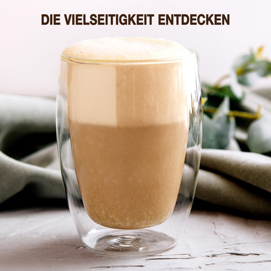 NORDIC SCHILLER Doppelwandige Kaffeegläser, Latte Macchiato Gläser Doppelwandig, 2x 450ml Ideal als Thermogläser Doppelwandig für Cappuccino, Kaffegläser, Teegläser