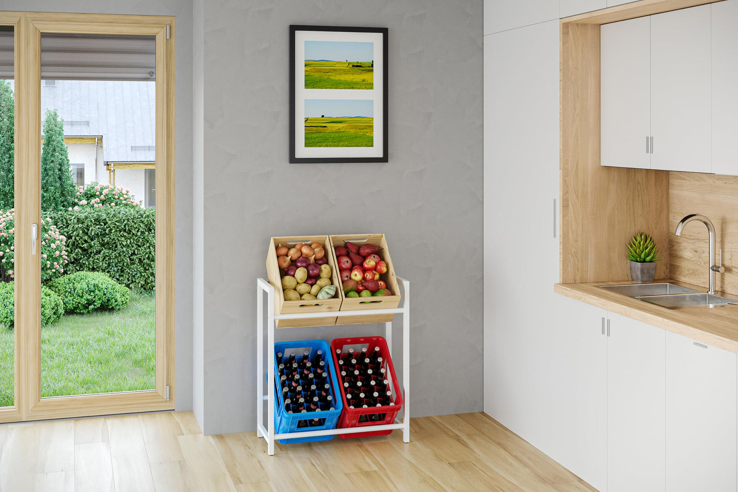 STEELSØN Getränkekistenregal Macondo aus Metall, 85H x 75B x 33T Kistenregal für 4 Kisten, Regale für Getränkeregal Weiß