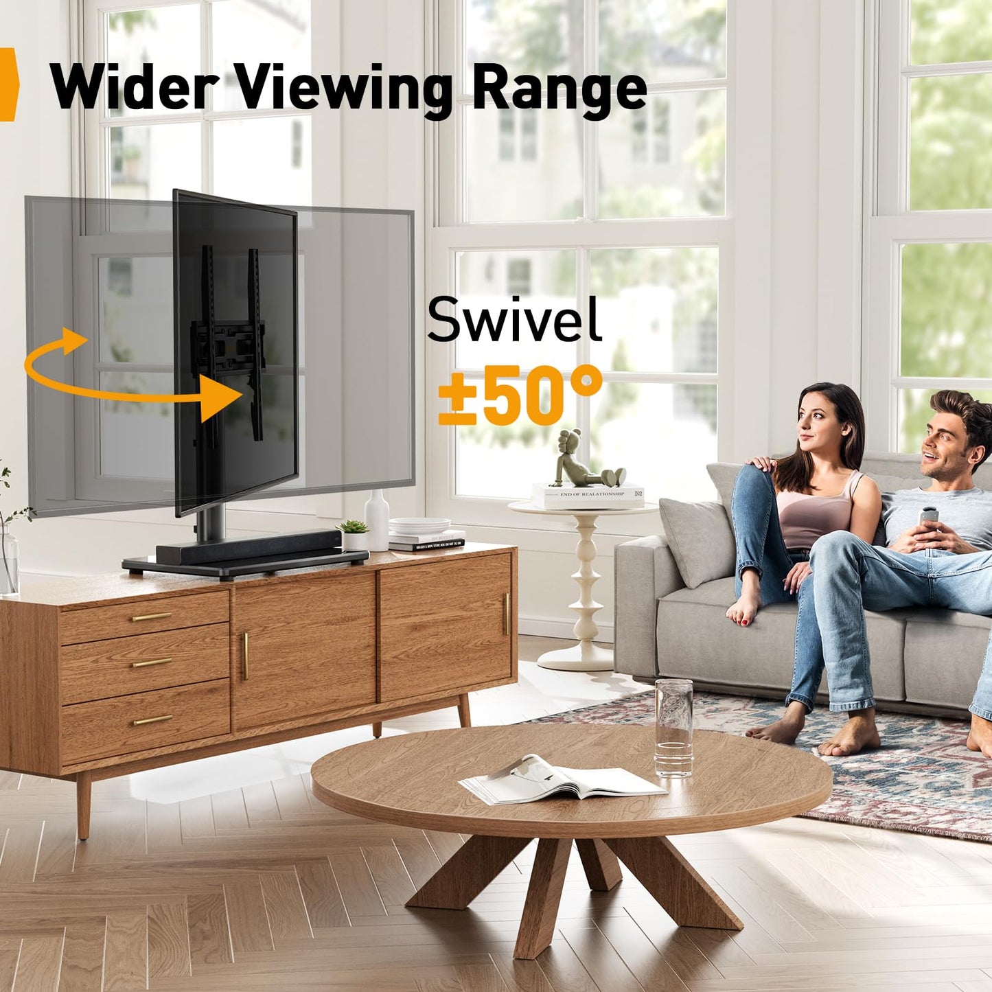 PERLEGEAR TV Standfuss TV Ständer Schwenkbar für 24-60 Flach & Curved Fernseher bis zu 45 KG, TV-Standfüße Höhenverstellbar & Fernsehständer Stabil,Universeller TV Standfuss Max.VESA 400x400 mm