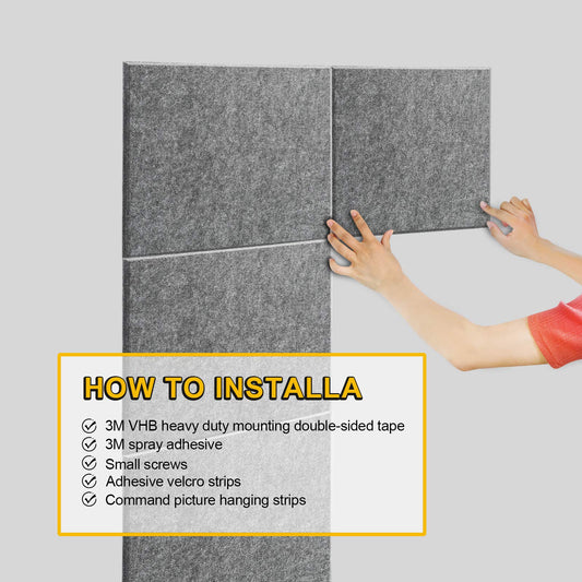 Akustik Panel, AGPtEK 12er Pack Akustische Absorptionsplatten 30,5x30,5x0.9 cm Schallschutzpaneele, Hohe Dichte Schallabsorbierende Akustik Panels für Haus & Büro, Wanddekor & Akustische Behandlung