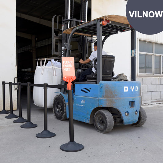 Vilnow 6 Stück Edelstahl Absperrpfosten Seil Abgrenzungsständer,Packung Crowd Control Barriers,schwarz,Wird in Flughäfen, Hotels und Ausstellungshallen verwendet